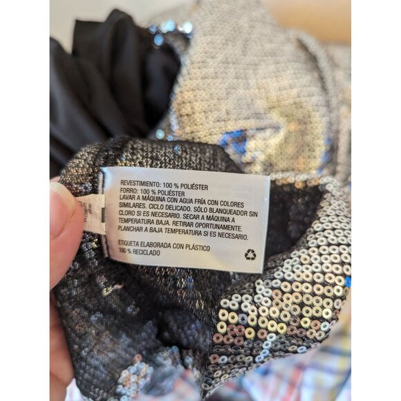 Wild Fable Silver Sequin Mini Dress With Spaghetti Straps & V-Neckline - Party/E - Picture 4 of 4